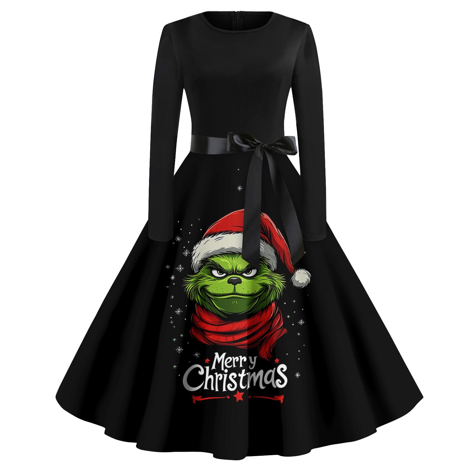 Женское повседневное модное платье с длинным рукавом и принтом — фото 10