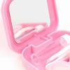 Contact Lens Box Plastic Leakage Proof Dustproof Portable Square Contact Lens Case Pink