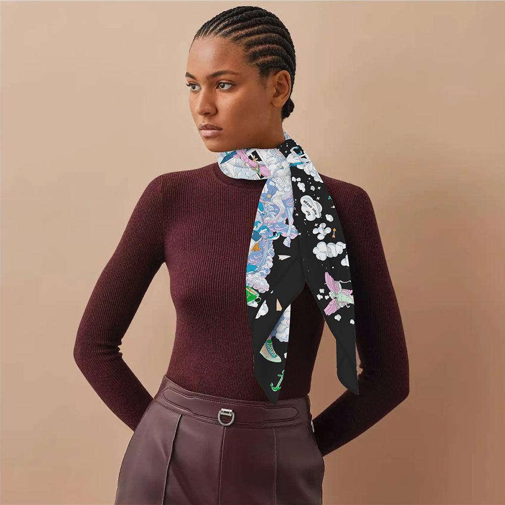 90x90cm New Design Shawl Cloudy Universe Printed Silk Scarf Square Scarves Lady Wraps Kerchief Woman Neck Shawl Wraps Echarpes