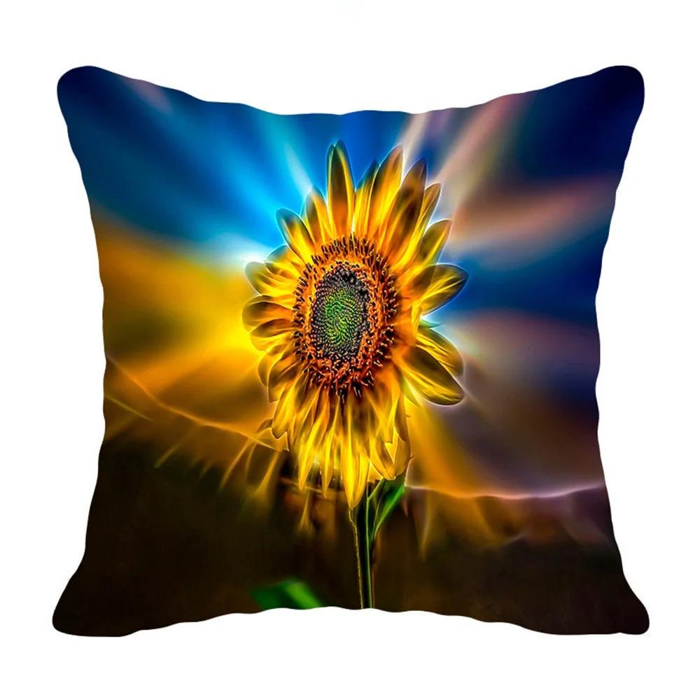 Sunflower Print Pillowcase Office Living Room Home Pillowcase Car Ornaments