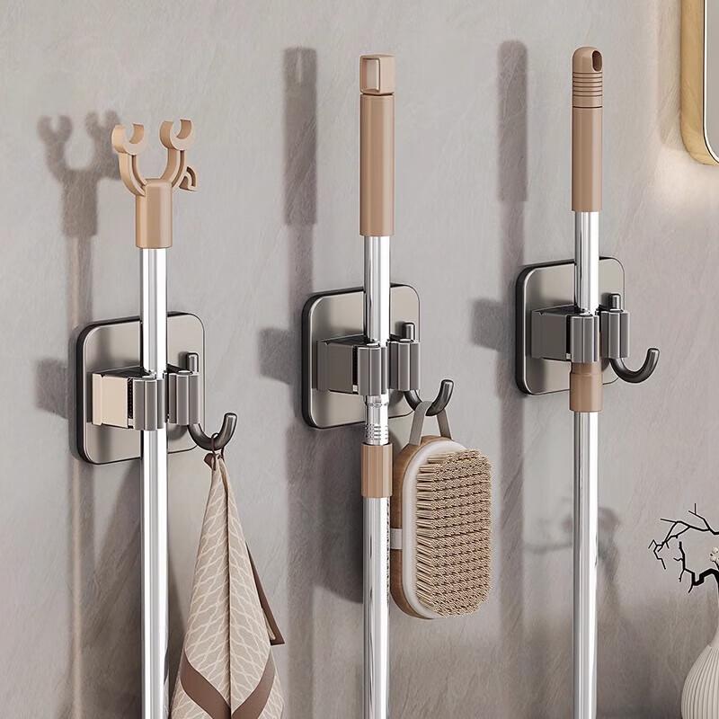 YOUQIN Punch-Free Stainless Steel Mop Holder 2-Pack