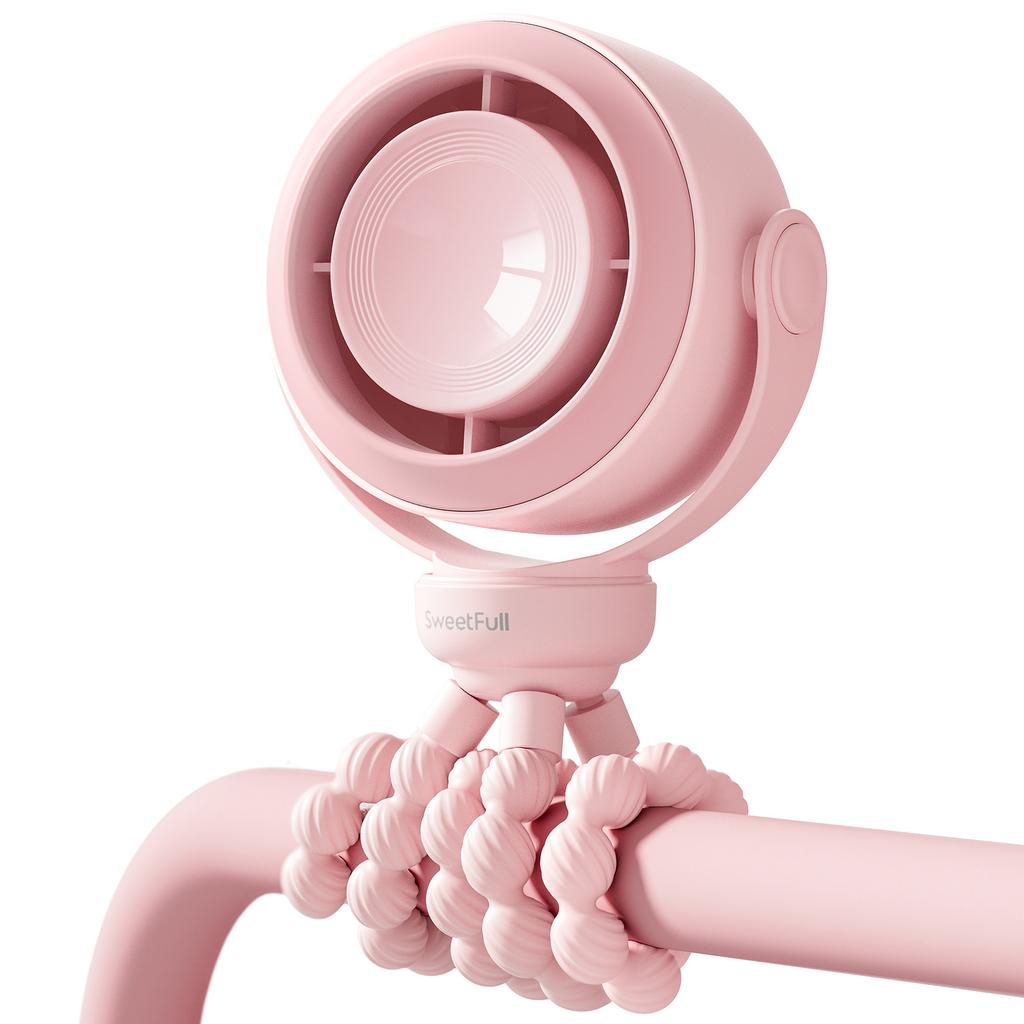 Octopus Tripod Stroller Fan USB Rechargeable Baby Clip Fan Digital Display 5 Wind Speed Modes