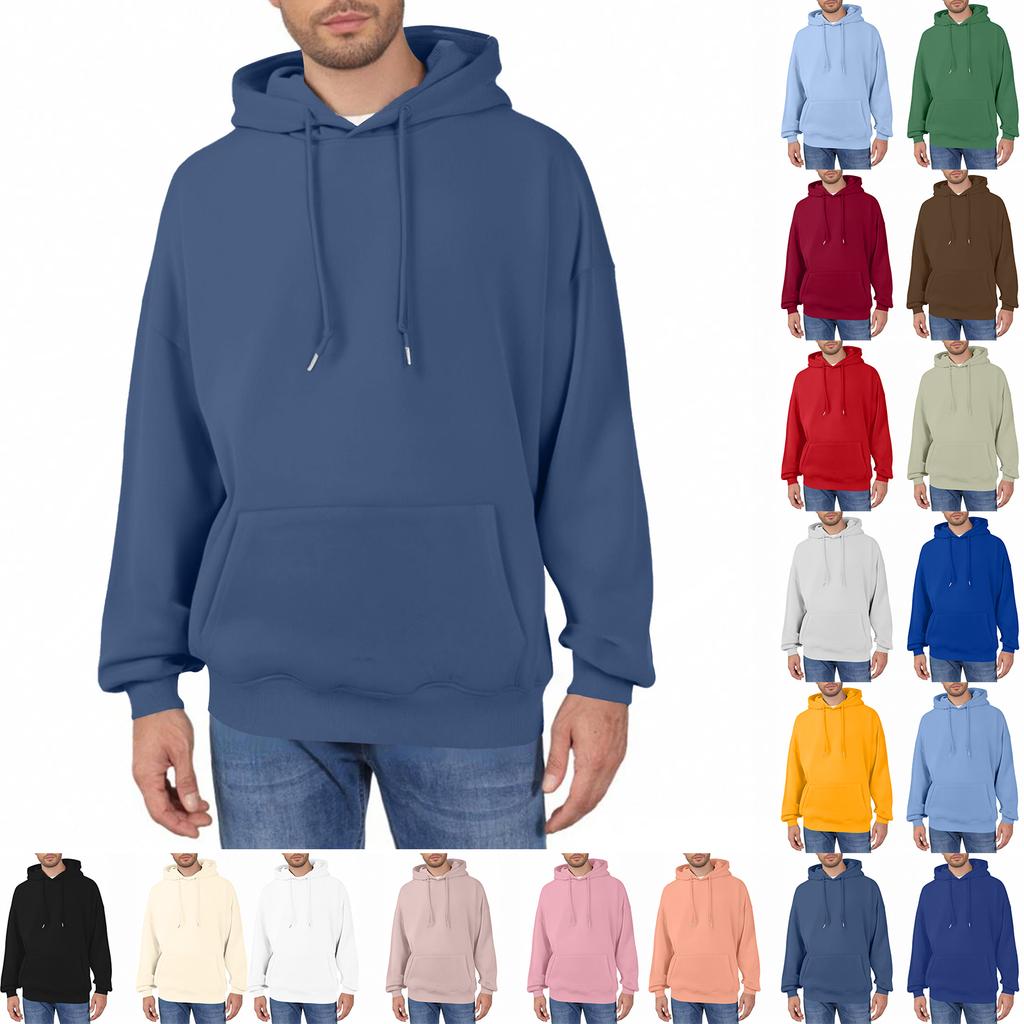 Mens Hoodies Long Sleeve Sweatshirts Fall Casual Solid Fashion Soft Athletic Pullover