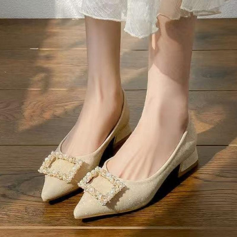 

2026 Autumn New High Heels Women s Thin 5cm Small Heels Elegance Satin Pointed Toe Single Shoes Women Fashionable Slip-On 35 чёрный