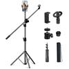 Getaria Microphone Stand 2-Way Adjustable Arm 360° Height Adjustable Straight Stand 80-210cm Microphone Holder Foldable Lightweight Karaoke Streaming