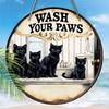 2D Flat Hanging Decorative Signs, Interior Wall or Door Decoration, Garden Decoration, the Pattern Is Four Black Cats, a Housewarming Gift for Friends