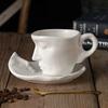 Creative Kiss Character Decorative Ceramic Cup Dish Afternoon Tea Milk Fruit Juice Mug  Porcelain Coffee Cup Saucer with Spoon