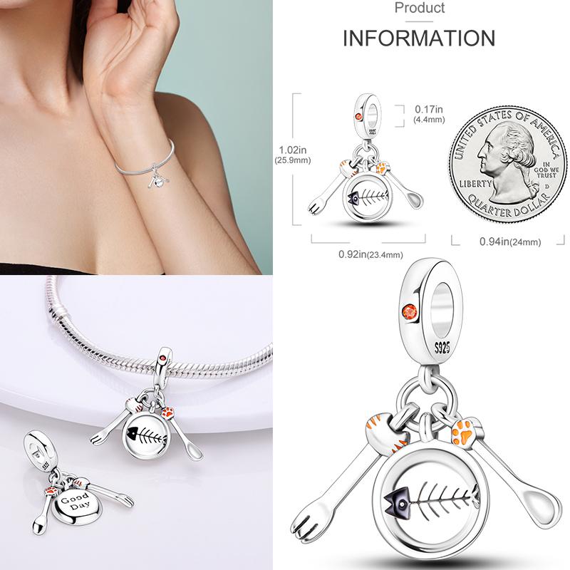 Breloques Compatibles Pour Bracelet DIY Argent 925 Série Jaune Cœur d'Amour Tournesol Lune Chat Breloques Vente Chaude S925 Fabrication de Bijoux DIY