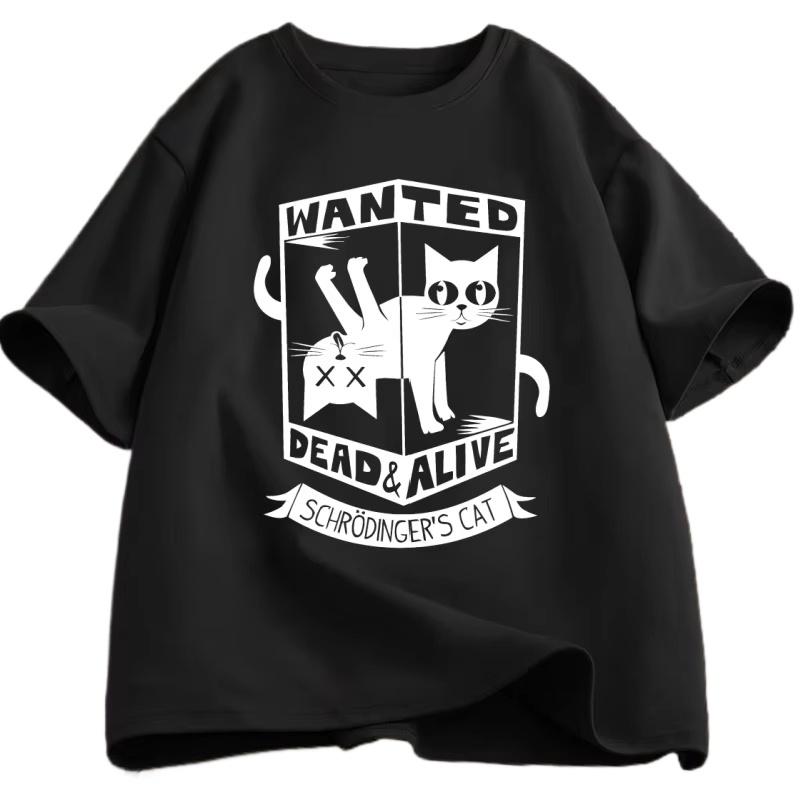 Funny Black Cat Tshirts Cotton Causal Loose Tshirt Printed Round Neck Short Sleeve Cat Lover T Shirt Harajuku Streetwear