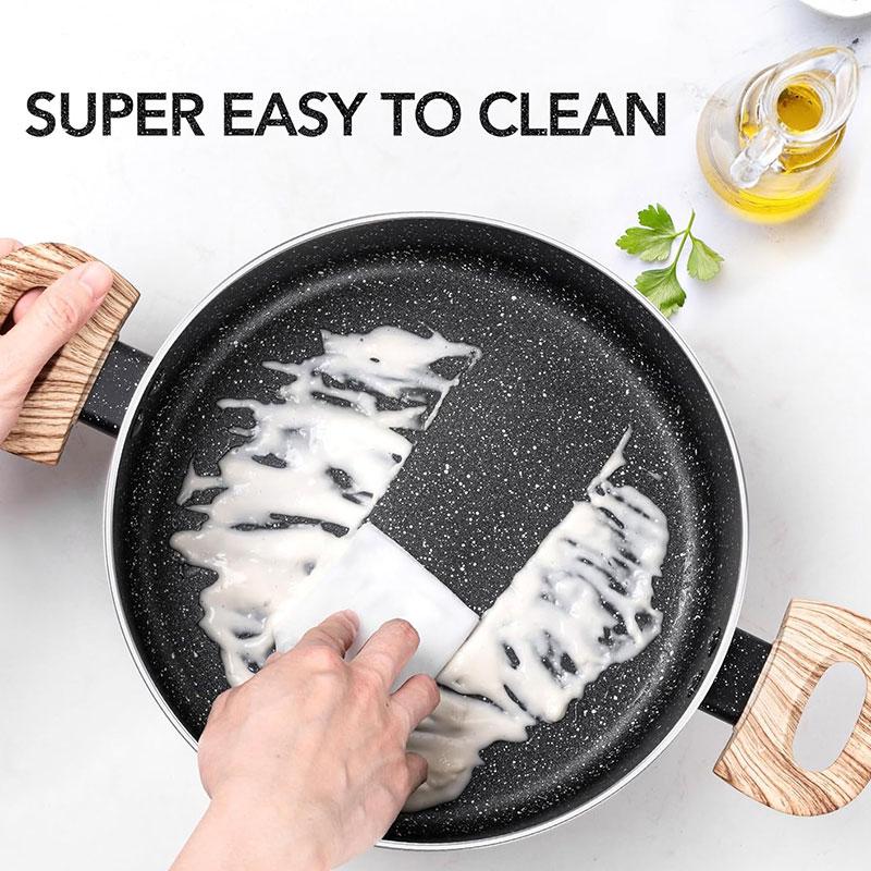 Nonstick Stock Pot 5 Quart Granite Large Soup Pot Pasta Cooking Pot with Glass Cover Induction Pots Kitchen Cookware Black