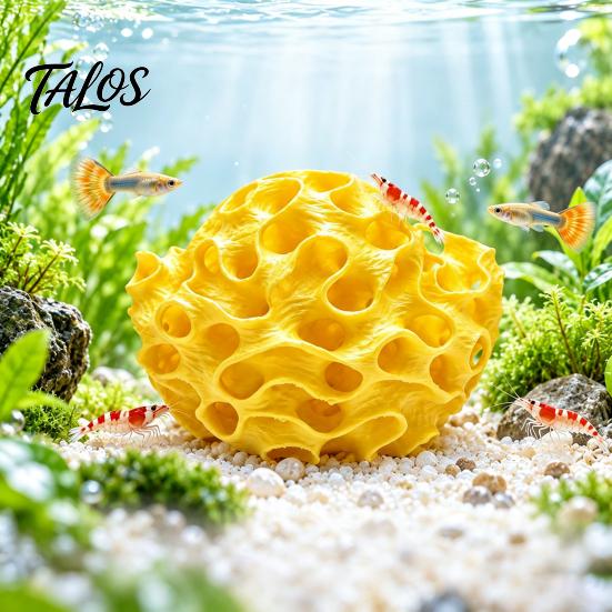 Fish Breeding Cave Aquarium Shrimp Cave, 3D Printed Honeycomb Betta Hide, Tank Ground Hideout, Porous Sphere Shelter for Guppy Small