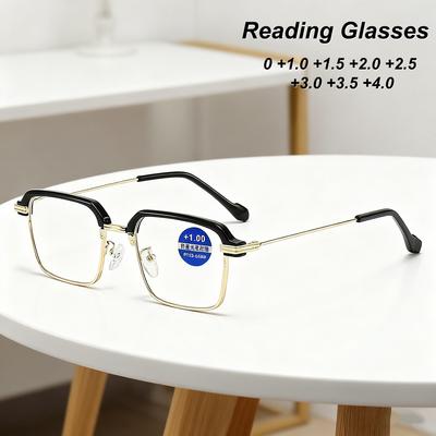 New Fashion Metal Frame Mens Reading Glasses Retro Neutral Half Frame Anti Blue Light Glasses 0 To -4 0 High Quality