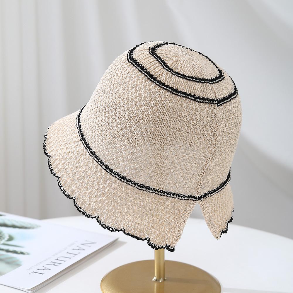 Summer Hats For Women Bucket Hat Hollow Breathable Sunshade Round Top Sun Hat Female Simple Bob Cap New Casual