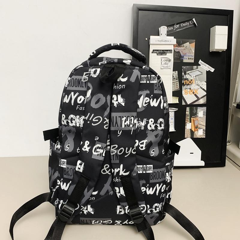 Large Capacity Student Backpack Graffiti Print Campus Backpack Men Lightweight Couple Backpack