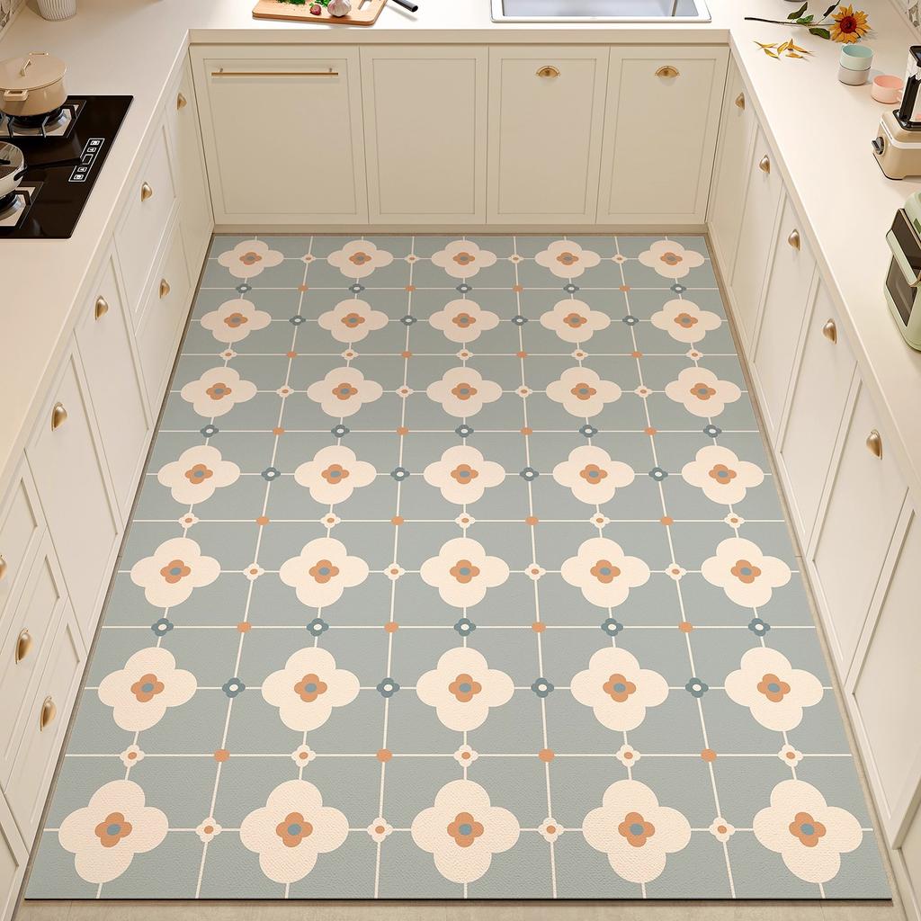 Kitchen Floor Mat Waterproof Oil-proof PVC Vinyl Rug Anti-fouling Non-slip Foot Mats Large Size Balcony Carpet Tapetes Alfombra
