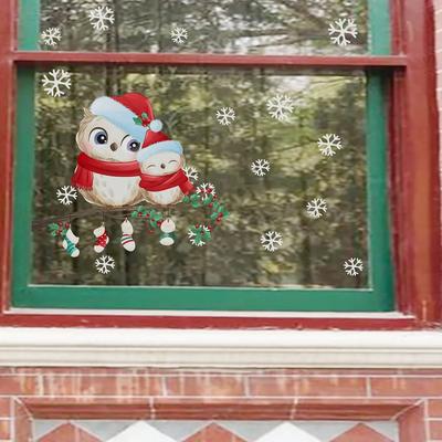 Yaratıcı Noel Dekorasyonu Kar Tanesi Kuş Etiketi Oturma Odası Pencere Camı Güzelleştirme Dekoratif Duvar Etiketi