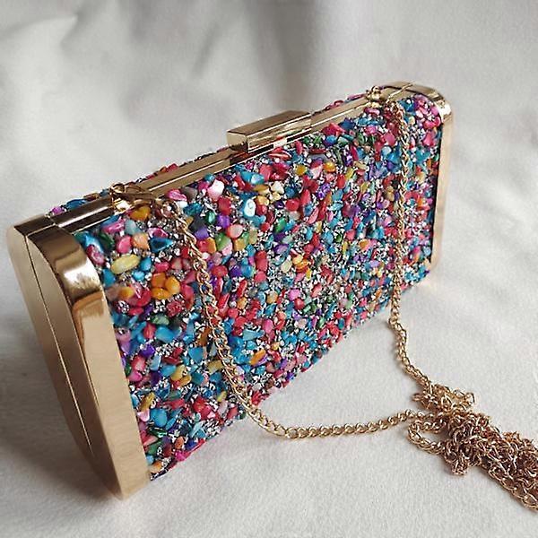 Colorful stone shell stone diamond bag dinner bag