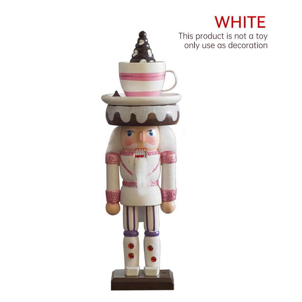 

Рождественское украшение Щелкунчик Солдат Детский подарок Торт Деревянная кукла-марионетка Настольное украшение Новый год Домашнее украшение белый