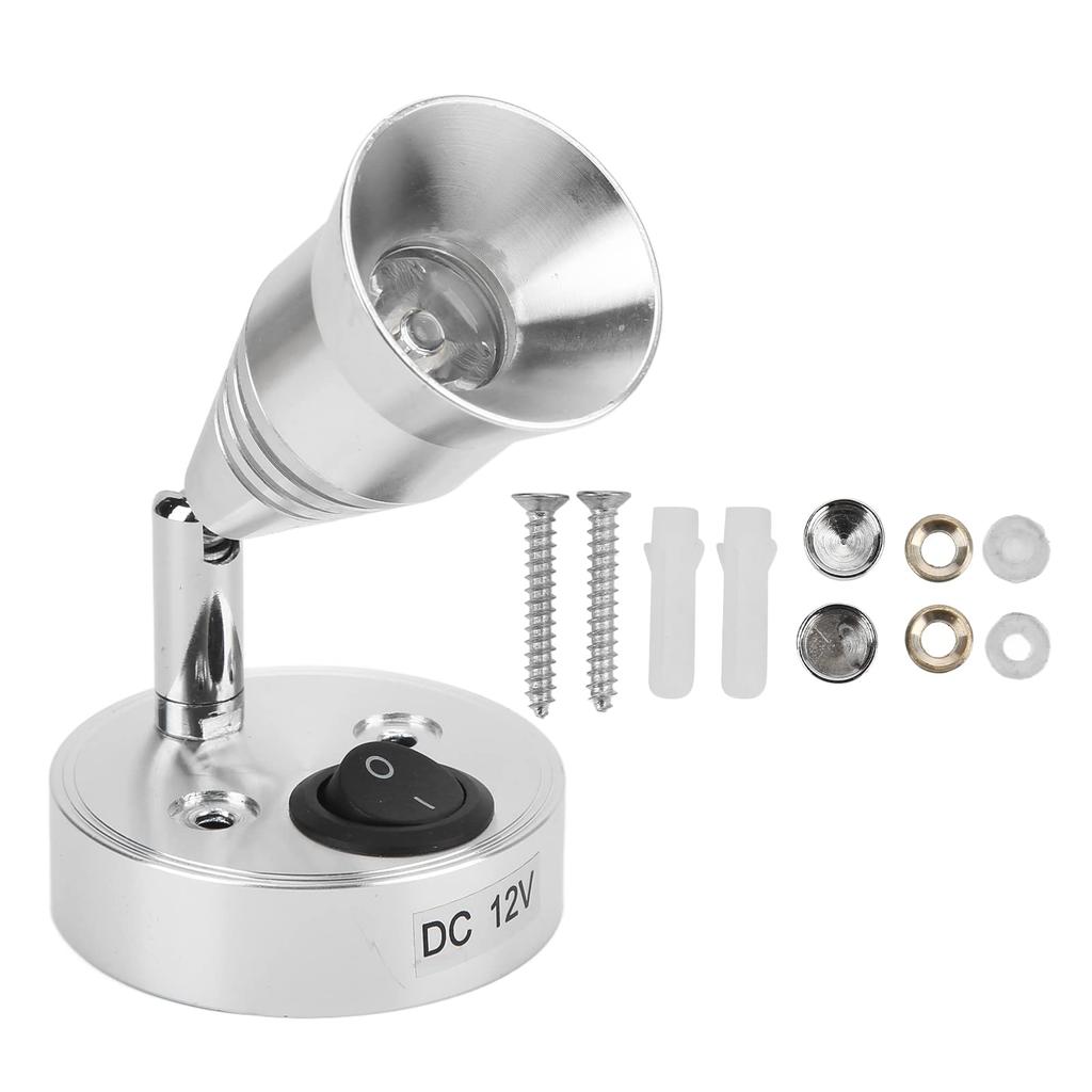 RV LED Reading DC12V3W Adjustable Directional Swivel LED Spotlight Dimmable Multifunctional RV Interior Light Bedside Light with Switch for RV Boat