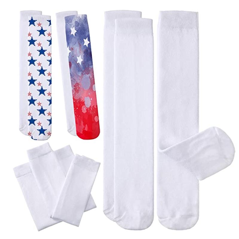 5 Pairs Blank White Sublimation Socks Blank Socks For Sublimation Dye Sublimation Sock Multi Sizes For Teen and Adult