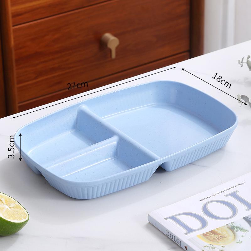Cute Wheat Straw Divided Plate, 3-Compartment, Drop-Proof, Heat-Resistant - Perfect for Home or Kindergarten Baby Meals