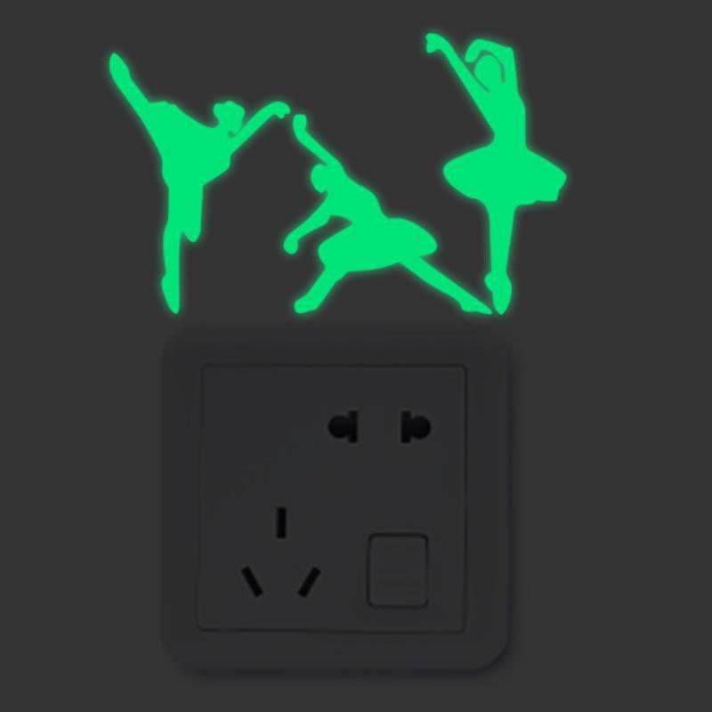 Luminous Five-Pointed Star Wall Stickers for Bedroom and Living Room, Creative Fluorescent Switch Animal Decals.