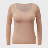 Women's 75D Milk Silk Long-Sleeve Bra with Chest Pads - Winter Warmth, Constant Temperature, Antibacterial, Traceless, Quick Heating.