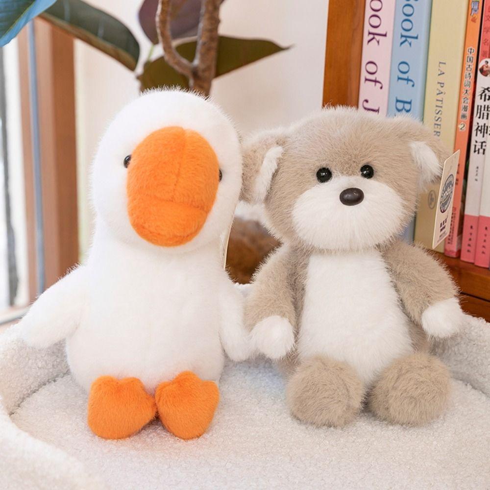 Interactive Dog Animals Plush Toys Fluffy Simulated Great White Goose Dolls  Decoration Gifts