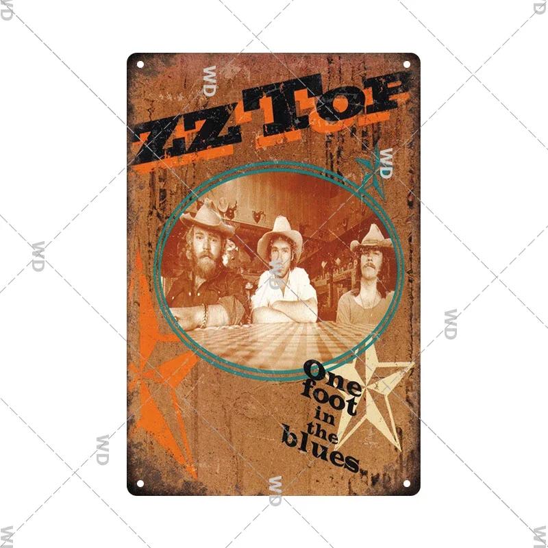 Tin Sign ZZ TOP Rock N Roll Poster Decorative Plaque Metal Signs Retro Vintagge Wall Plate For Home Club Pub Gift Wall Decor