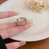 Korean Luxury Zircon Pearl Bow Ring - Vintage Niche Design, Women's Open Hand Jewelry