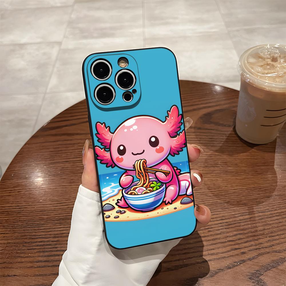 Axolotl And Ramen Phone Case For 17 Pro Max Iphone 14 Pro Max 12 16 15 13 Pro 11 Xr X Xs 8 7 Plus Back Cover