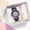 (Watch + bracelet) women watch / stainless steel bracelet with quartz watch / luxurious starry sky dial