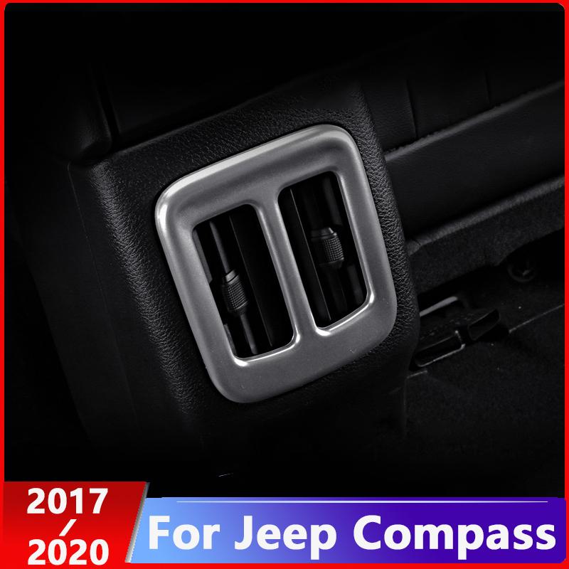 For Jeep Compass 2017 2018   ABS Chrome Car Rear Air Condition Outlet Vent Frame Cover Trim Interior Accessories