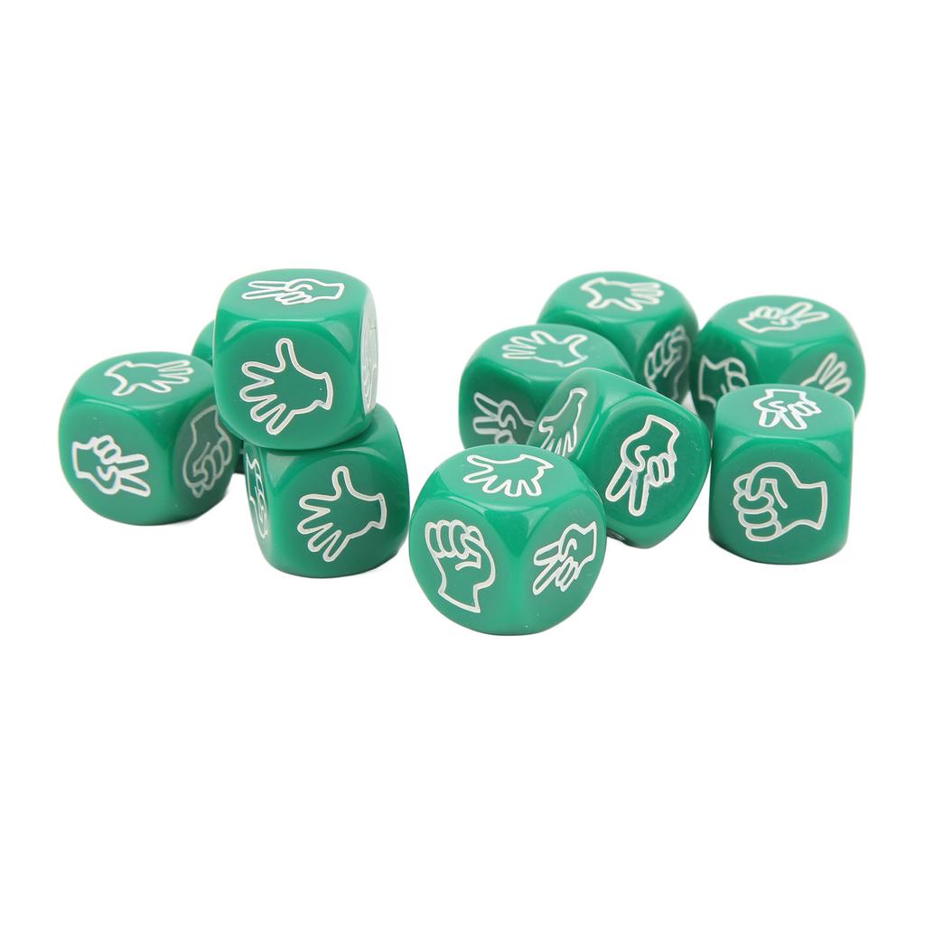 10Pcs Dice Set 6 Sided Waterproof Antioxidant Finger Guessing Game Dice for Board Game Education Green