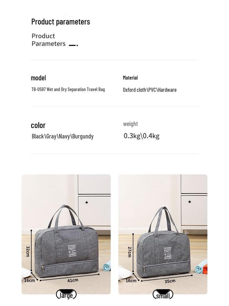 Unisex Waterproof Travel Bag: Double-Layer, Portable Handbag with Dry-Wet Separation for Fitness, Swimming, and Toiletry Storage.