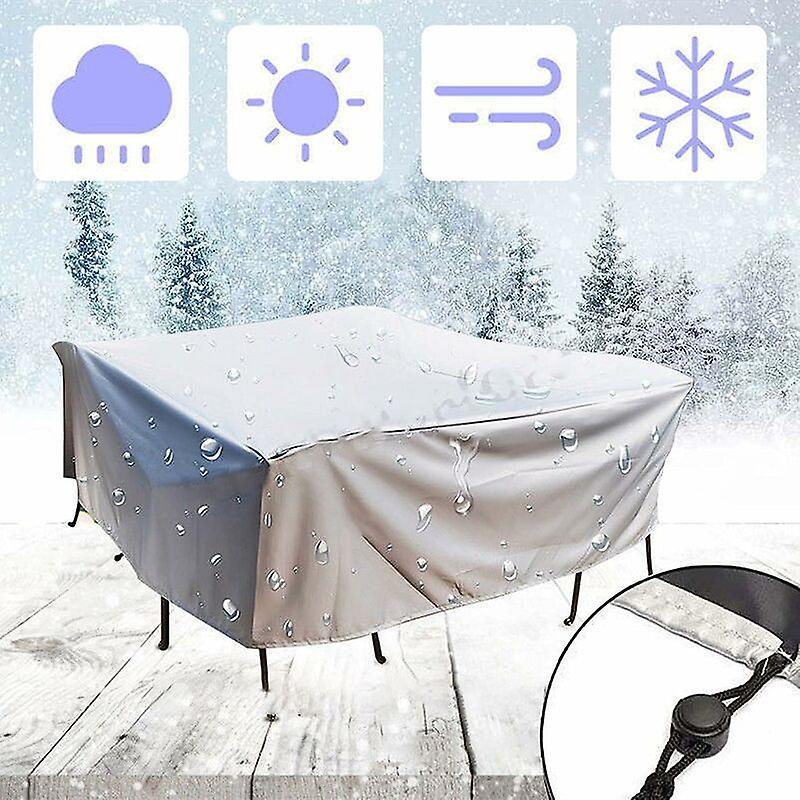 Garden Furniture Cover, 210D Rectangular Waterproof Furniture Cover with Drawstring for Garden Furniture Patio Table Furniture Cover Silver,170x94x70c