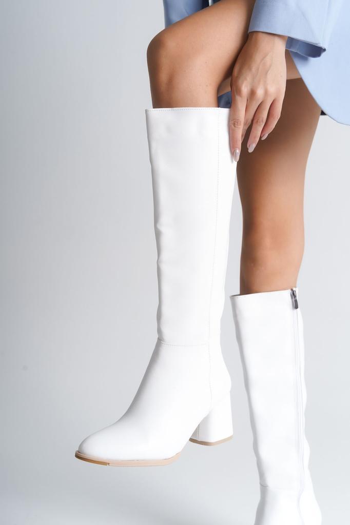 Women Modern Stylish Fashion Boots Boots Faux Leather Oval Toe Side Zipper High Heel Boots