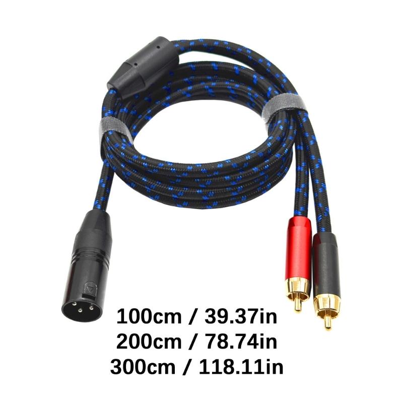 3Pin to 2RCA Splitter Cable Wire Shielded Interferences Resistant for Studio Equipment and Live Performances