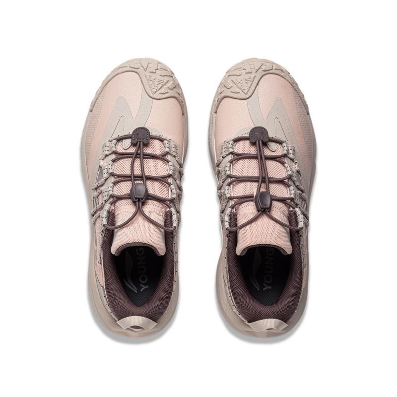 Li Ning Comfortable Versatile Non-Slip Wear-Resistant Mid-Top Outdoor Shoes Kids Shoes Peach Pink YKEU006-2