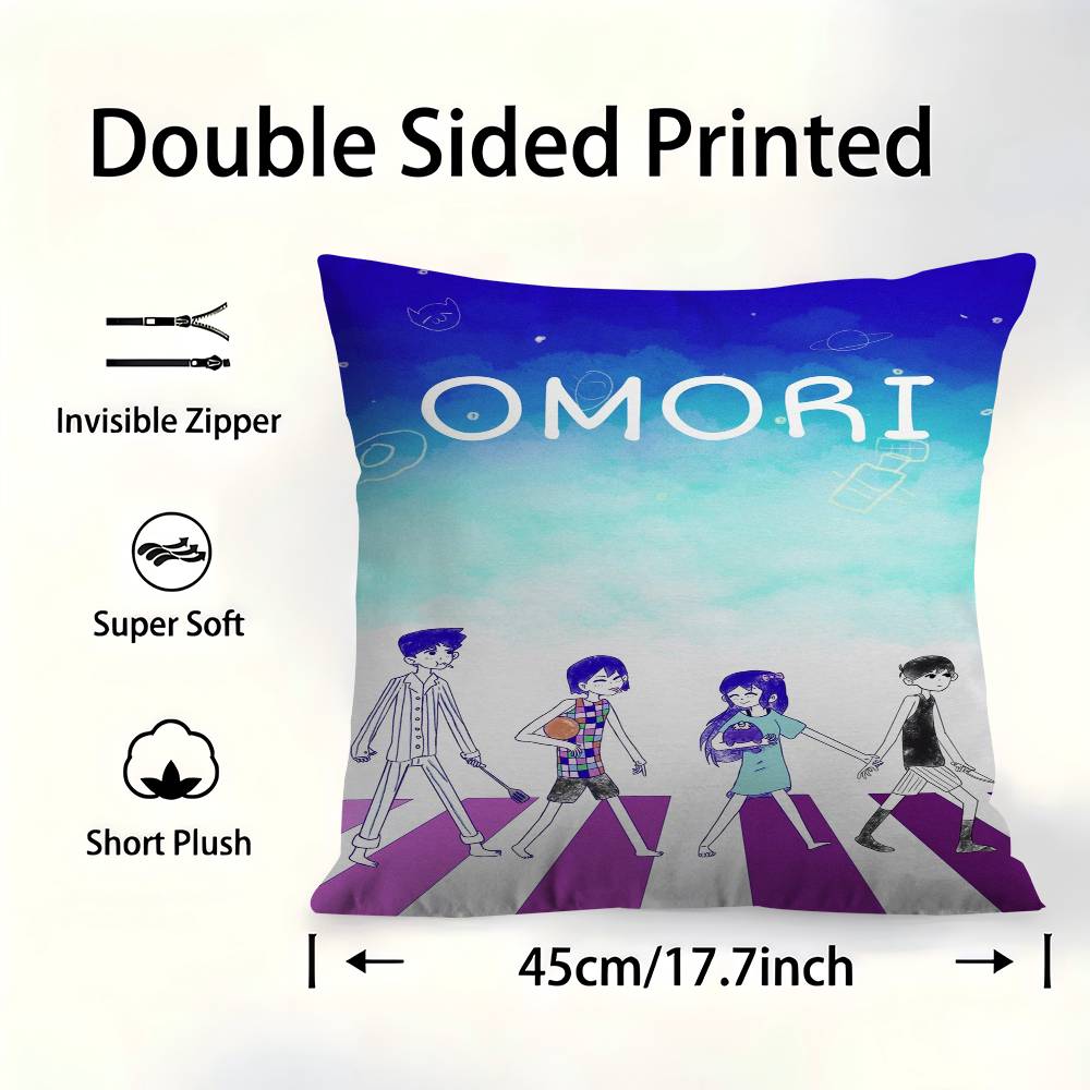 

Classic Horror Video Game Omori Pillow Covers Cartoon Sofa Decorative Home Double-sided Printing Short Plush Cute Cushion Cover 30cmx30cm
