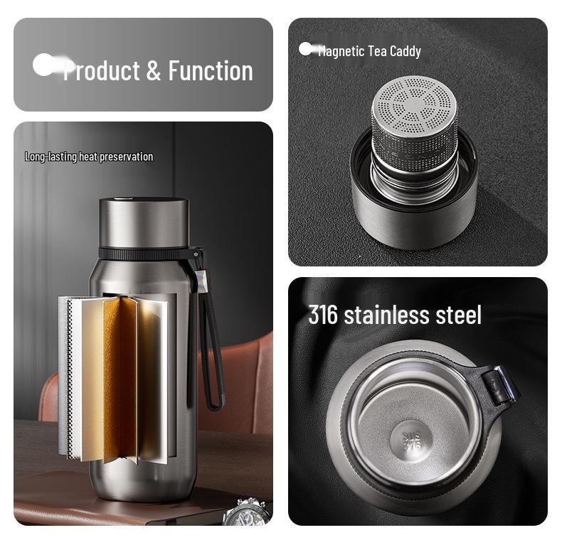 25-Year Men's Insulated Steel Cup: Large Capacity with Magnetic Tea Separator and Infuser