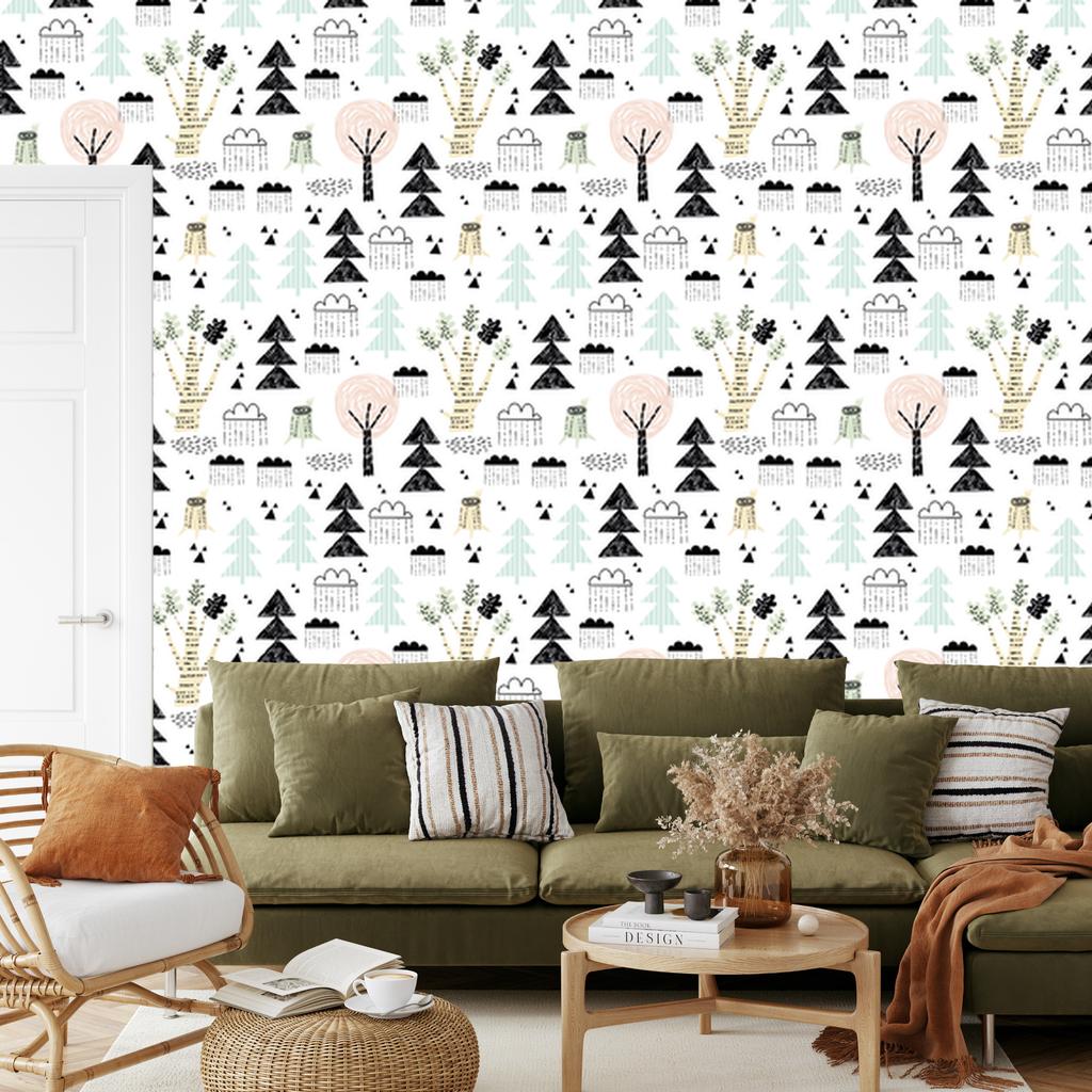 Wallpaper Trees Nature and Clouds for Living Room and Bedroom 50x1000