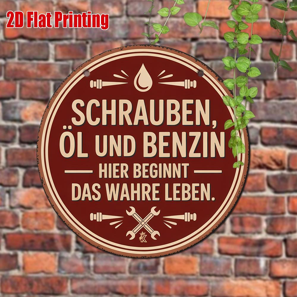 Tin Sign Schrauben L Und Benzin Print Vintage Durable Metal Plaque Wall Decor Home Office Bar Man Cave Wall Art