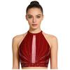 Top Cropped Lyrical Dance Feminino Brilhante com Strass Sem Mangas Costas Vazadas Regata Fantasia de Dança do Ventre