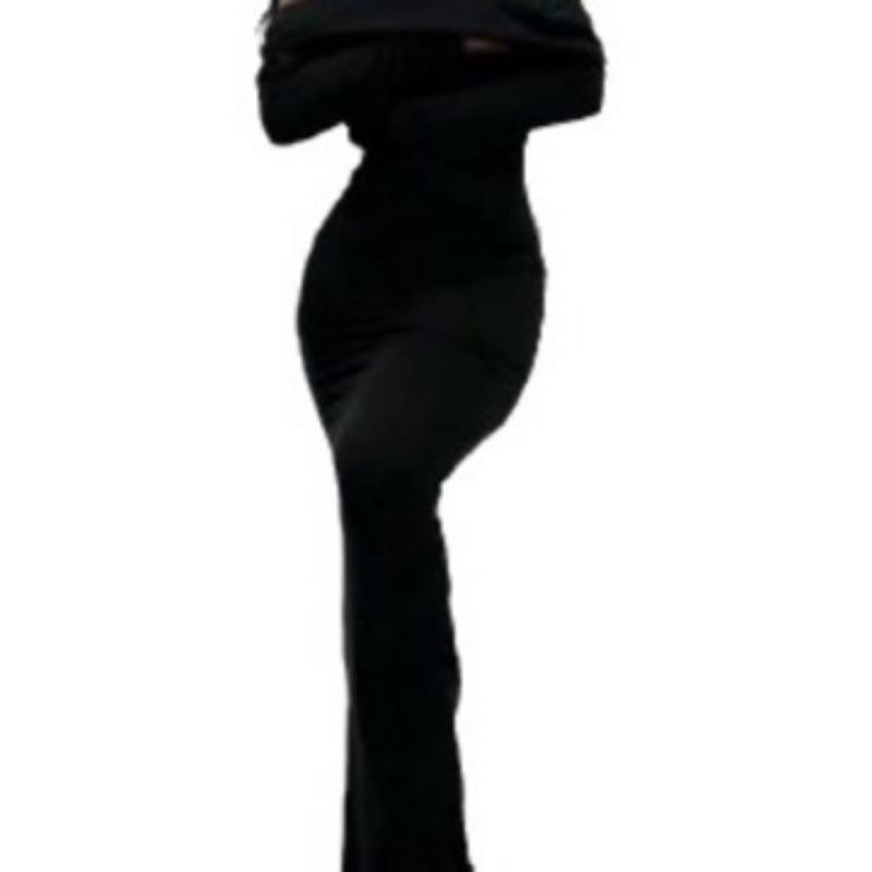 Spring and Autumn Women's Dress Fashion Sexy One Lapel Backless Long Sleeve Slim Long Dress