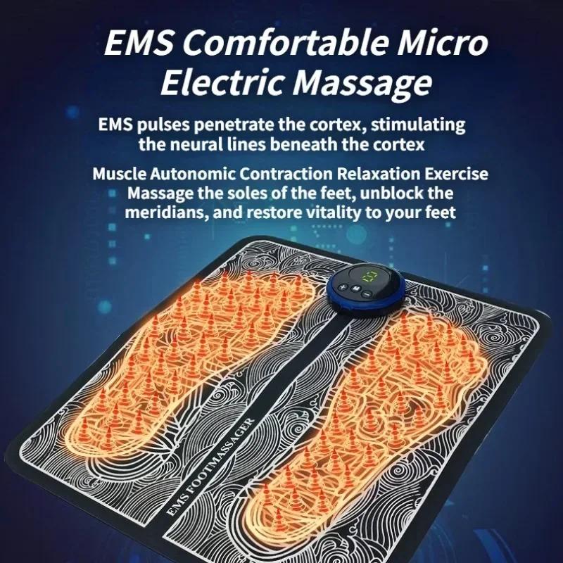 Electric EMS Foot Massager Pad Electrical Muscle Stimulation Foot Massager USB Charging Portable Foldable Massage Mat