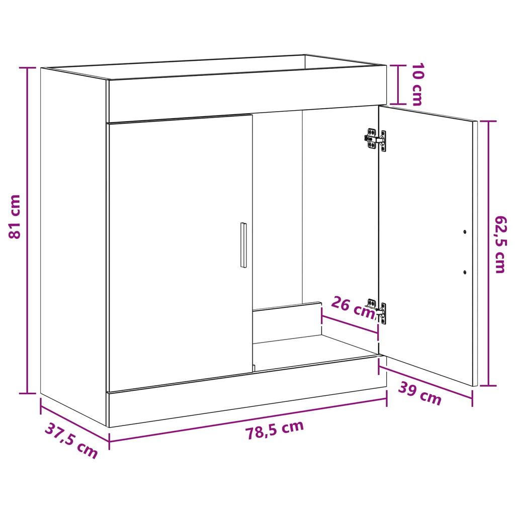 Bathroom Vanity Unit in Sonoma Oak 78.5 x 37.5 x 81 cm Particleboard