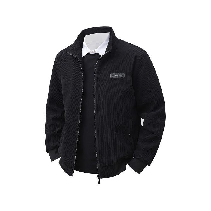 

Autumn and Winter Men s Lapel Business Casual Jacket Men s Middle-aged Long-sleeved Jacket Suit 5XL чёрный