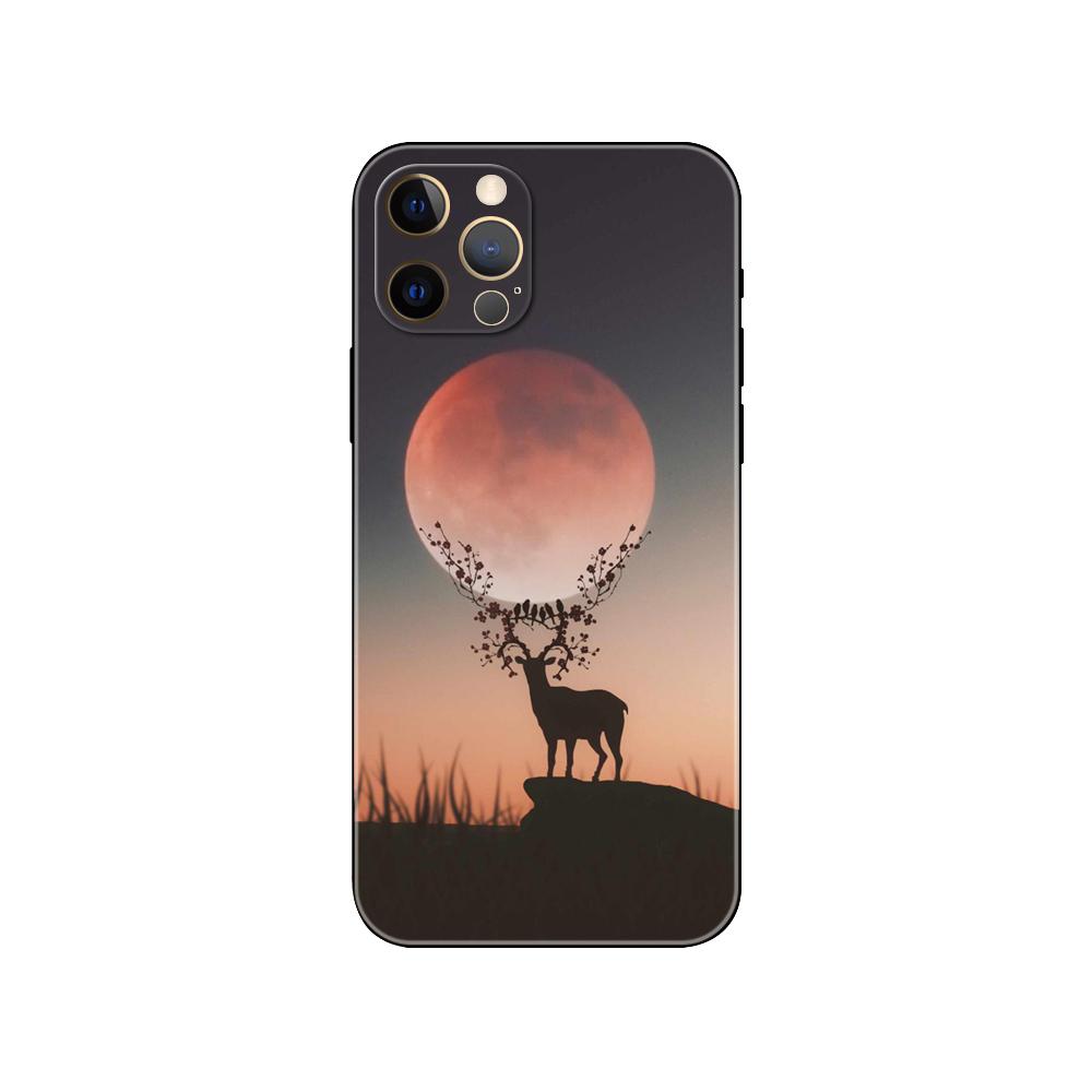 Deer Hunting Phone Case for Iphone 5 5s 2020se 6 6s 7 8 Plus X 10 XR XS 11 12 13 Mini Pro MAX Black Tpu Back Cover