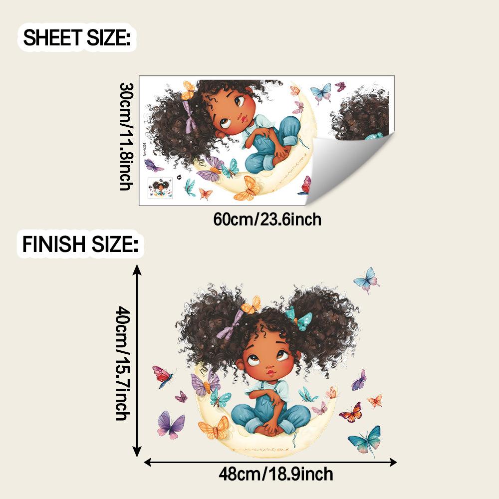 

Cartoon Girl on The Moon and Butterfly Bedroom Children s Room Wall Beautification Stickers